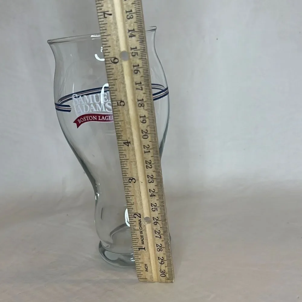 Samuel Adams Boston Lager Beer Glass 16 Oz 6 1/2 In Tall 3 In Round Blue Red